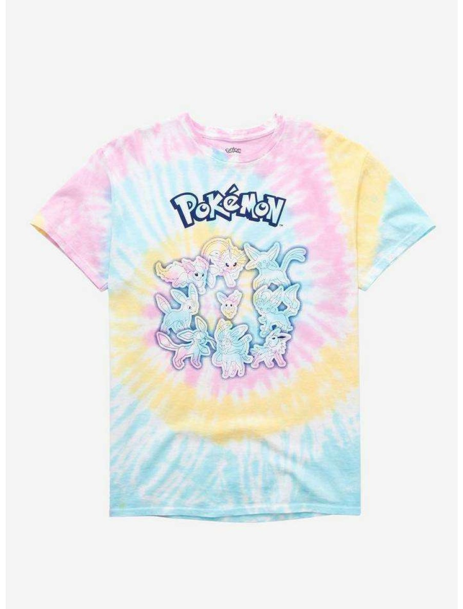 Tees * | Best Deal Pokemon Eeveelutions Tie-Dye Boyfriend Fit Girls T-Shirt Multi