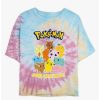 Tees * | Best Reviews Of Pokemon Catch 'Em All Tie-Dye Girls Crop T-Shirt Blupnkly