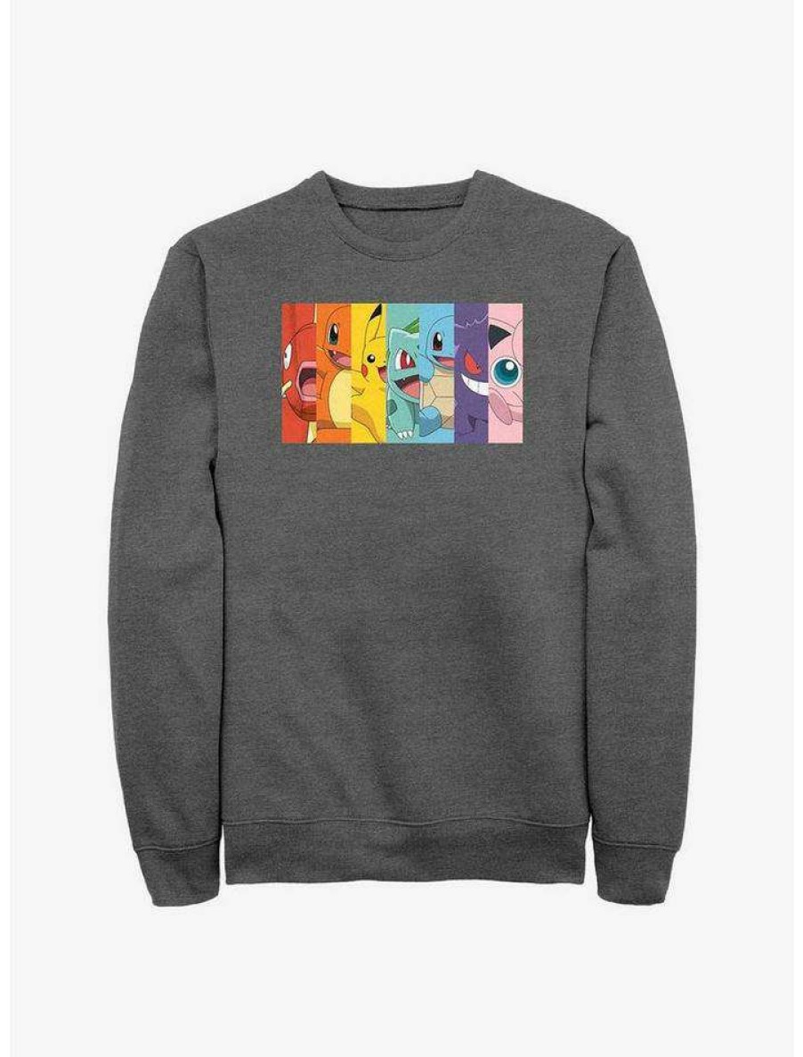 Guys * | Buy Pokemon Rainbow Panels Sweatshirt Char Htr