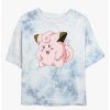 Tees * | Budget Pokemon Clefairy Pose Tie-Dye Girls Crop T-Shirt Whiteblue