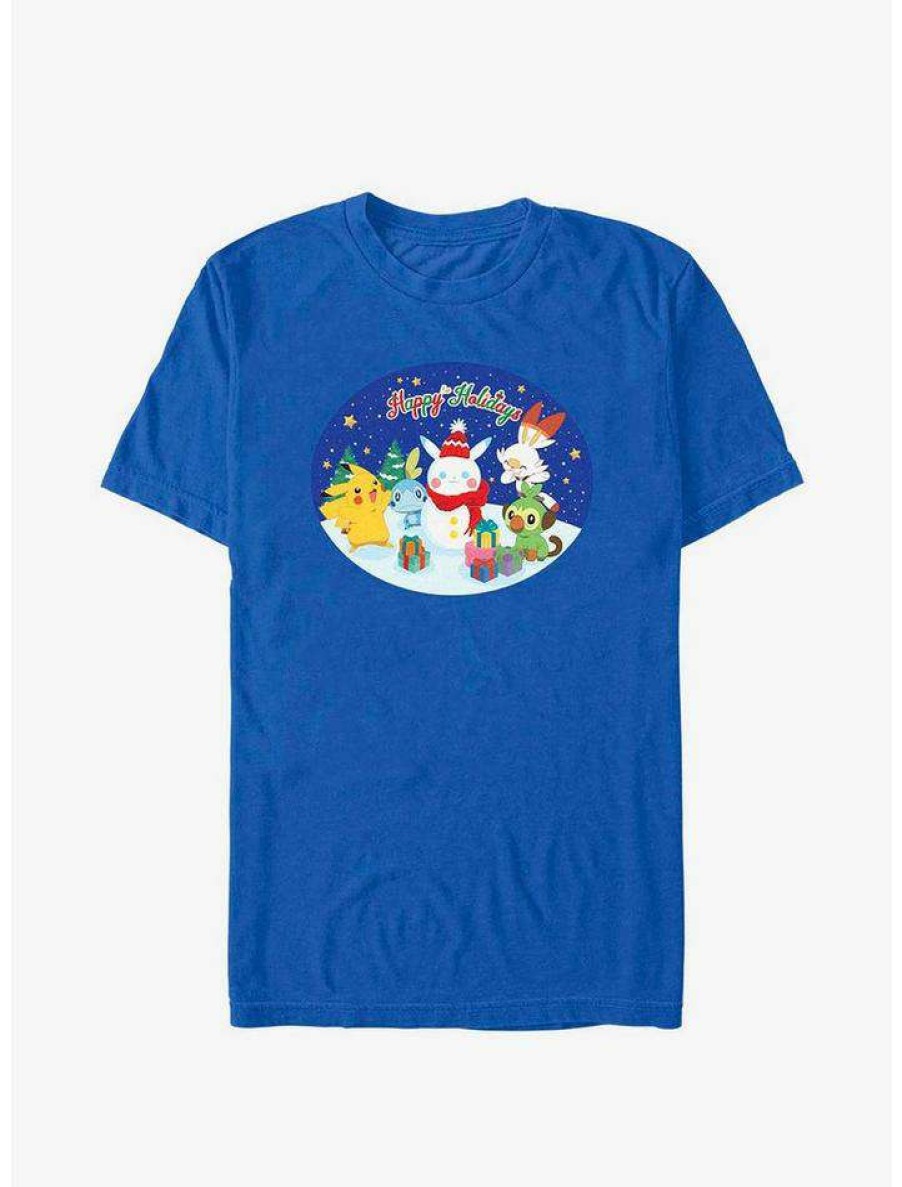 Guys * | Discount Pokemon Happy Holidays Snow Globe T-Shirt Royal