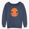 Girls * | Promo Pokemon Charmander Face Girls Slouchy Sweatshirt Bluehtr