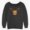 Girls * | Flash Sale Pokemon Eevee Face Girls Slouchy Sweatshirt Char Htr