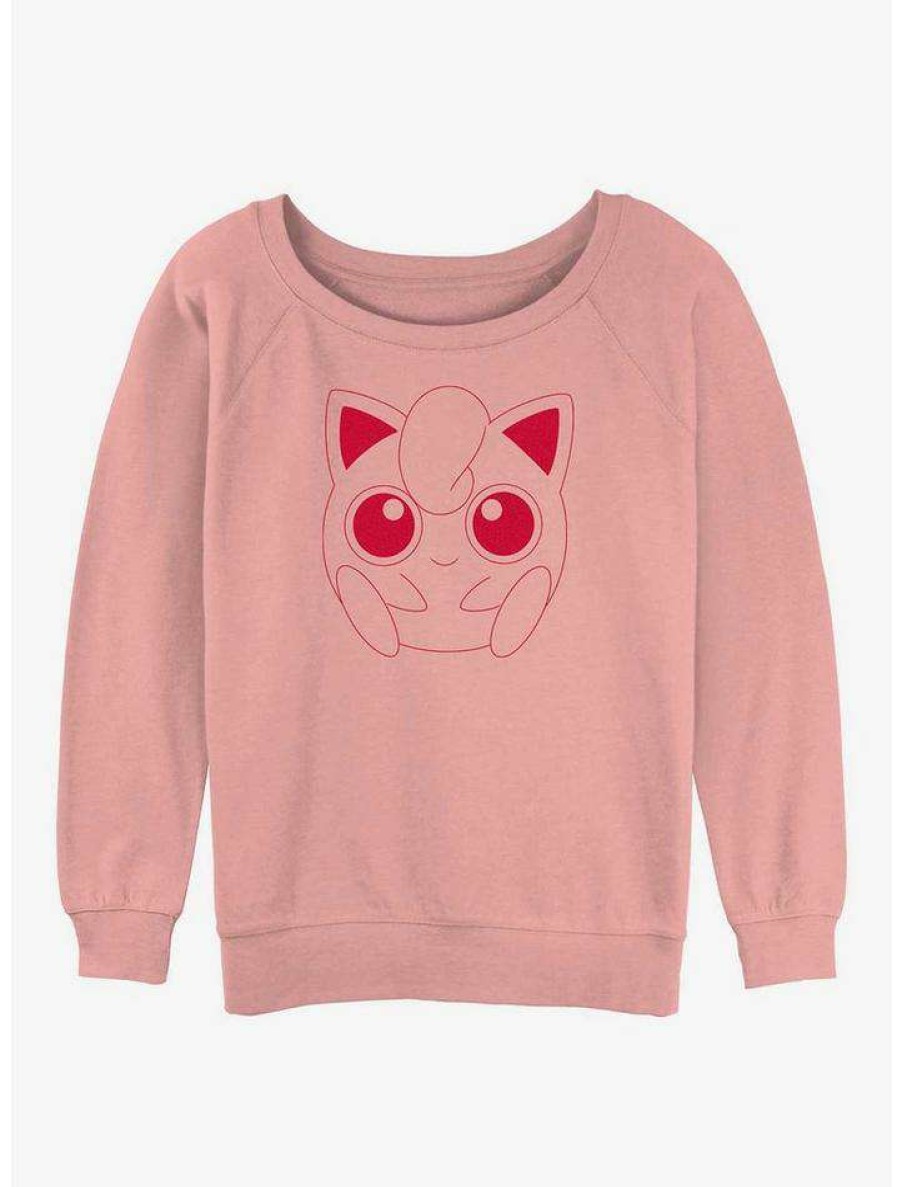 Girls * | Cheapest Pokemon Jigglypuff Outline Girls Slouchy Sweatshirt Desertpnk