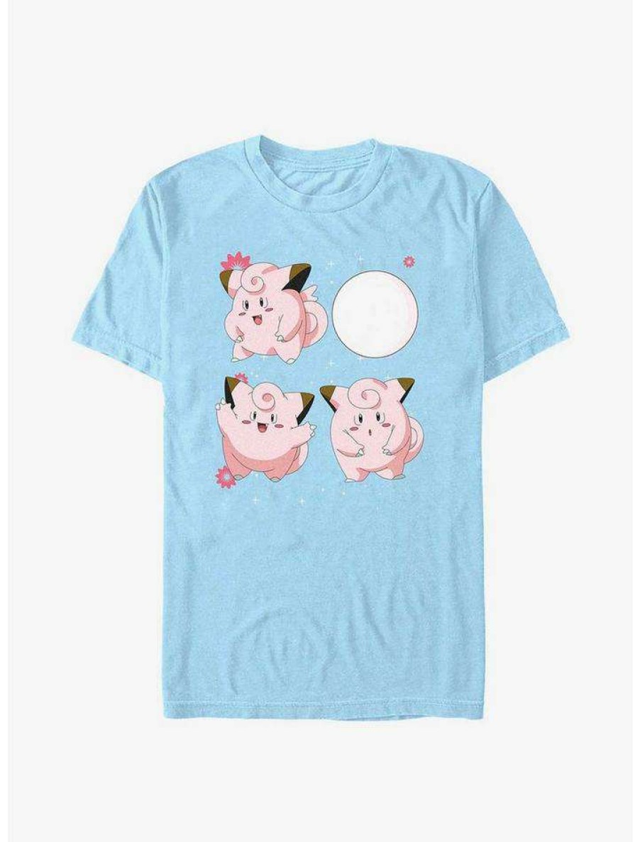 Tees * | Deals Pokemon Clefairy Dancing T-Shirt Lt Blue