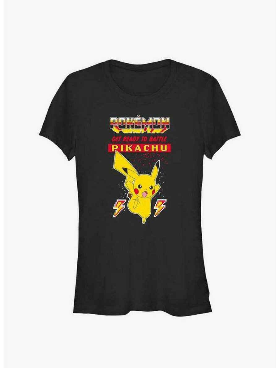 Tees * | Best Reviews Of Pokemon Battle Ready Pikachu Girls T-Shirt Black