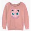 Girls * | New Pokemon Jigglypuff Face Girls Slouchy Sweatshirt Desertpnk