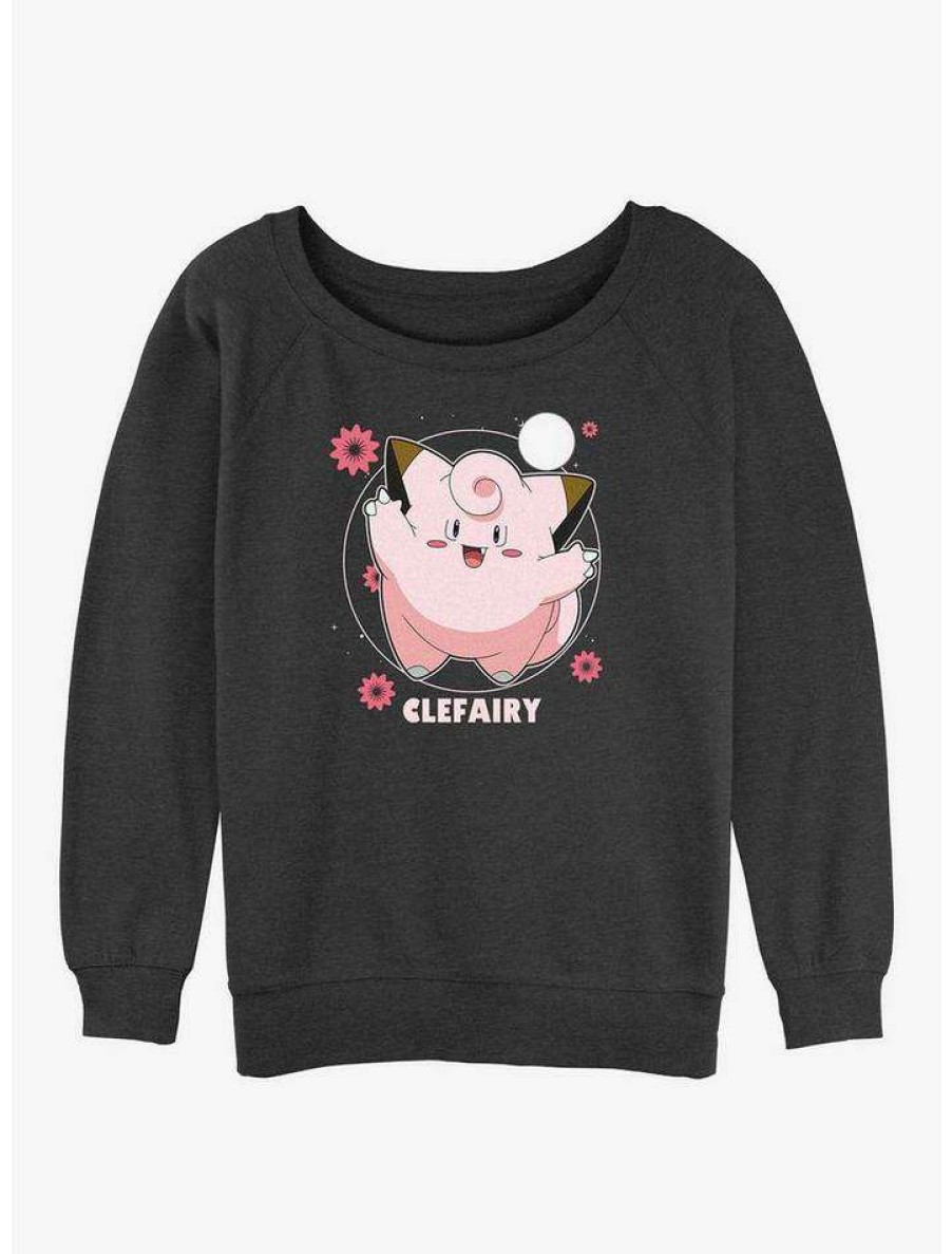 Girls * | Top 10 Pokemon Clefairy Fairy Dance Girls Slouchy Sweatshirt Char Htr