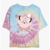 Tees * | Budget Pokemon Clefairy Fairy Dance Tie-Dye Girls Crop T-Shirt Blupnkly