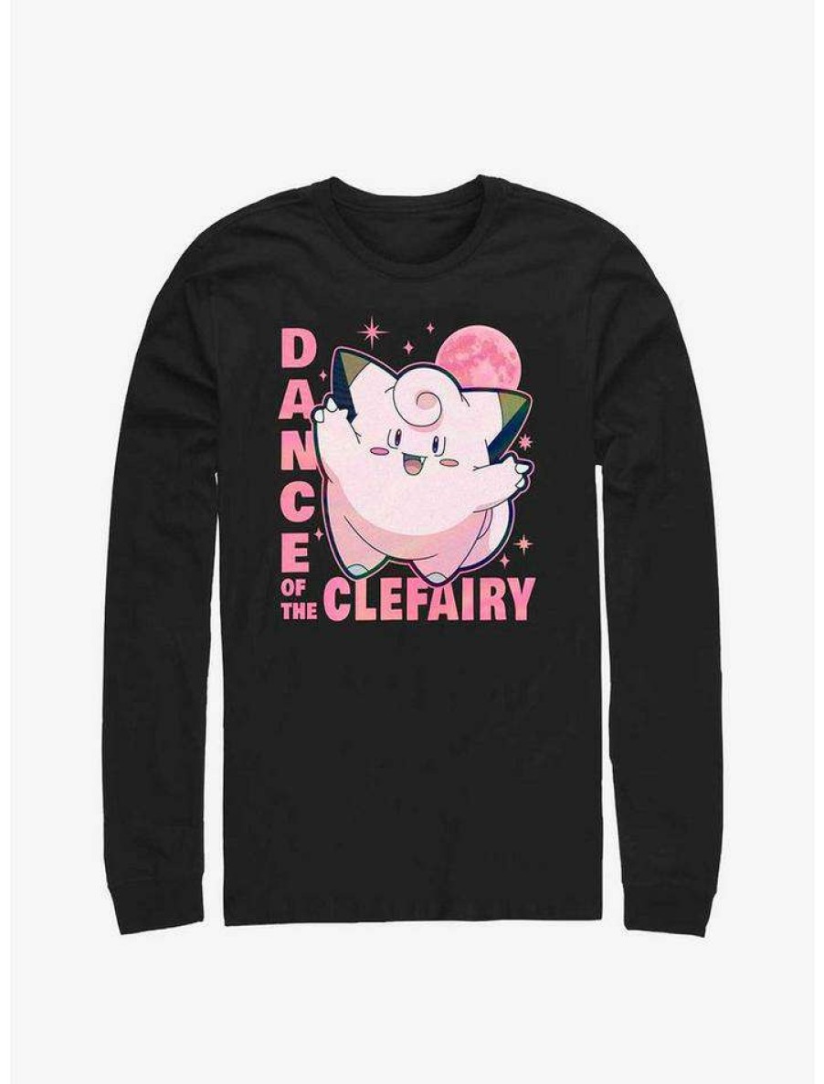 Guys * | Discount Pokemon Clefairy Dance Long-Sleeve T-Shirt Black