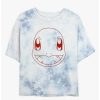 Tees * | Wholesale Pokemon Charmander Outline Tie-Dye Girls Crop T-Shirt Whiteblue