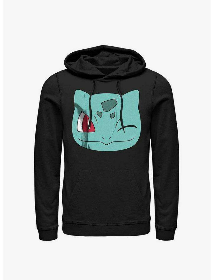 Guys * | Budget Pokemon Bulbasaur Face Hoodie Black