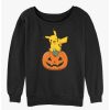 Girls * | Deals Pokemon Pikachu Pumpkin Girls Slouchy Sweatshirt Black