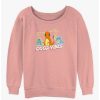 Girls * | Best Deal Pokemon Good Vibes With Charmander, Bulbasaur & Squirtle Girls Slouchy Sweatshirt Desertpnk