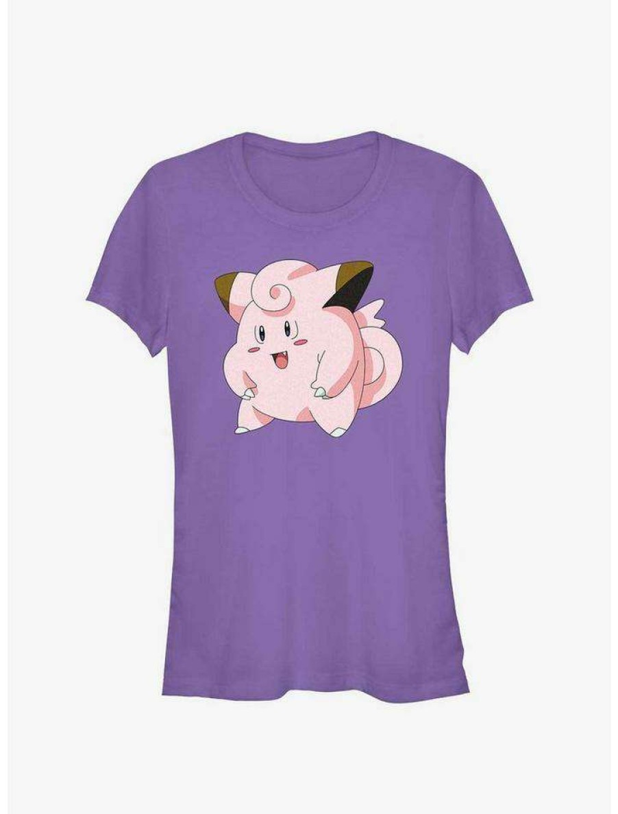 Tees * | Flash Sale Pokemon Clefairy Pose Girls T-Shirt Purple