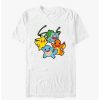 Tees * | Deals Pokemon Classic Group Bulbasaur, Pikachu, Charmander, And Squirtle T-Shirt White