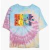 Tees * | Best Sale Pokemon Rainbow Faces Tie-Dye Girls Crop T-Shirt Blupnkly