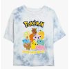 Tees * | Buy Pokemon Catch 'Em All Tie-Dye Girls Crop T-Shirt Whiteblue