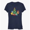 Tees * | Top 10 Pokemon Christmas Tree Girls T-Shirt Navy