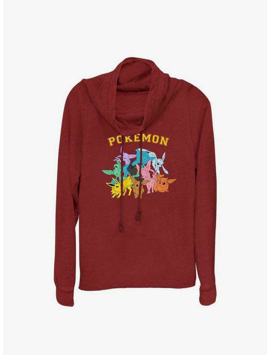 Girls * | Budget Pokemon Gotta Catch Eeveelutions Cowl Neck Long-Sleeve Top Scarlet