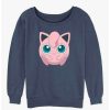 Girls * | New Pokemon Jigglypuff Face Girls Slouchy Sweatshirt Bluehtr