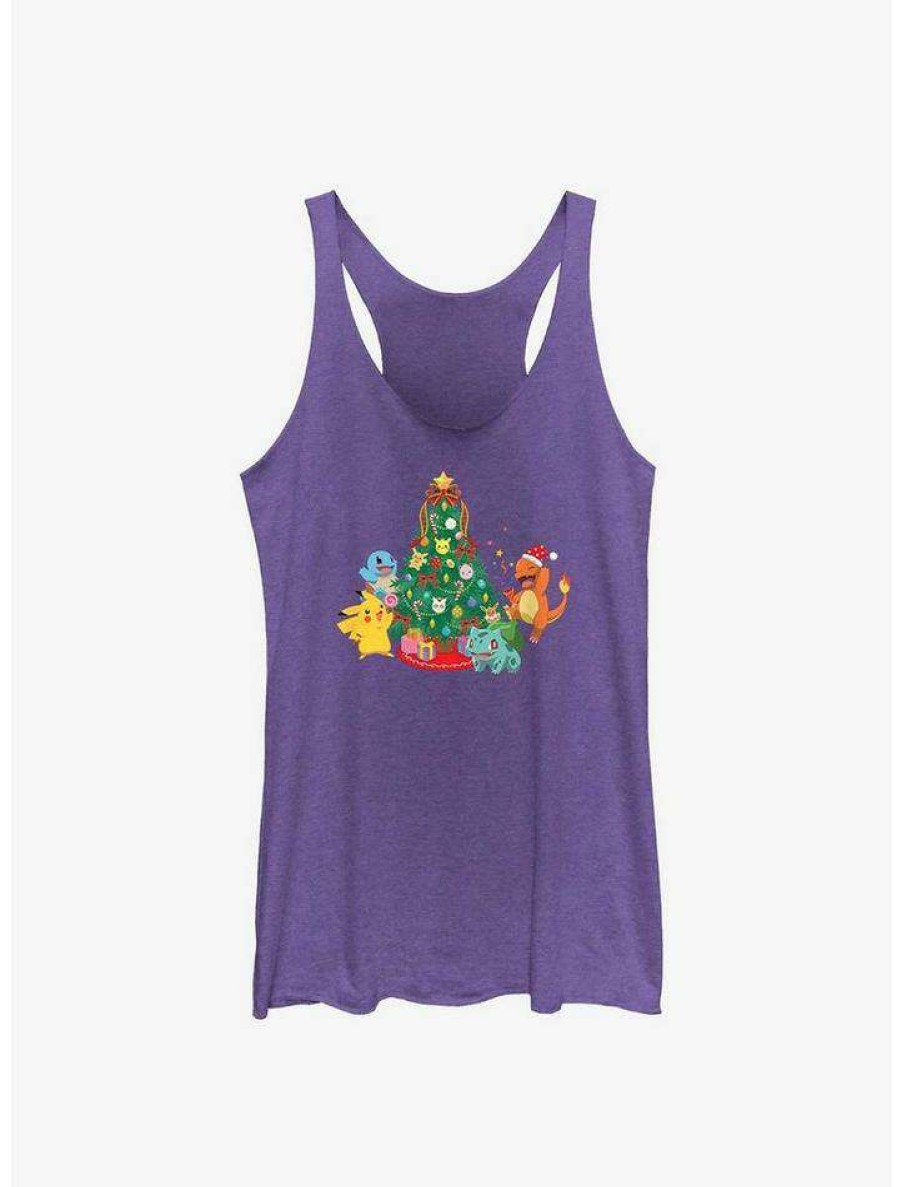 Girls * | Brand New Pokemon Christmas Tree Girls Tank Pur Htr