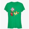 Tees * | Budget Pokemon Jiggly Puff And Fennekin Gift Stocking Girls T-Shirt Kelly