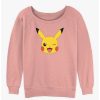 Girls * | New Pokemon Pikachu Face Girls Slouchy Sweatshirt Desertpnk