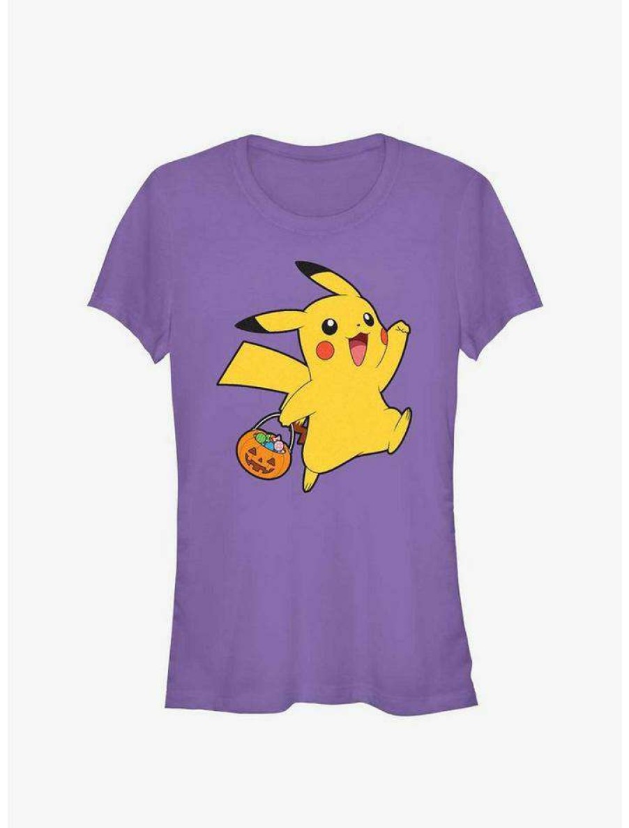 Tees * | Outlet Pokemon Pikachu Happy Candy Girls T-Shirt Purple