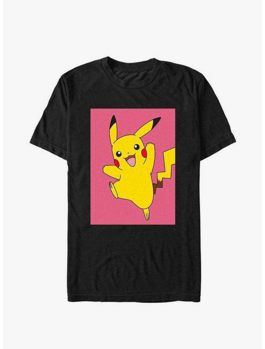 Tees * | Coupon Pokemon Pikachu Leap Poster T-Shirt Black