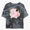 Tees * | Flash Sale Pokemon Clefairy Pose Tie-Dye Girls Crop T-Shirt Blkchar