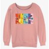 Girls * | Best Deal Pokemon Rainbow Faces Girls Slouchy Sweatshirt Desertpnk