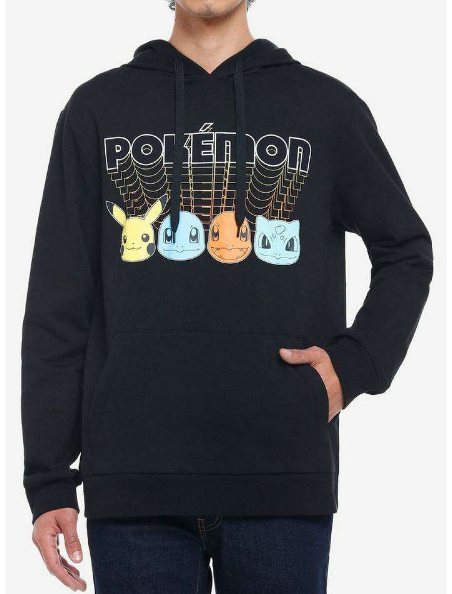 Guys * | Brand New Pokemon 1980S Style Logo Hoodie Black