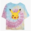 Tees * | Brand New Pokemon Pikachu Tie Dye Crop Girls T-Shirt Blupnkly