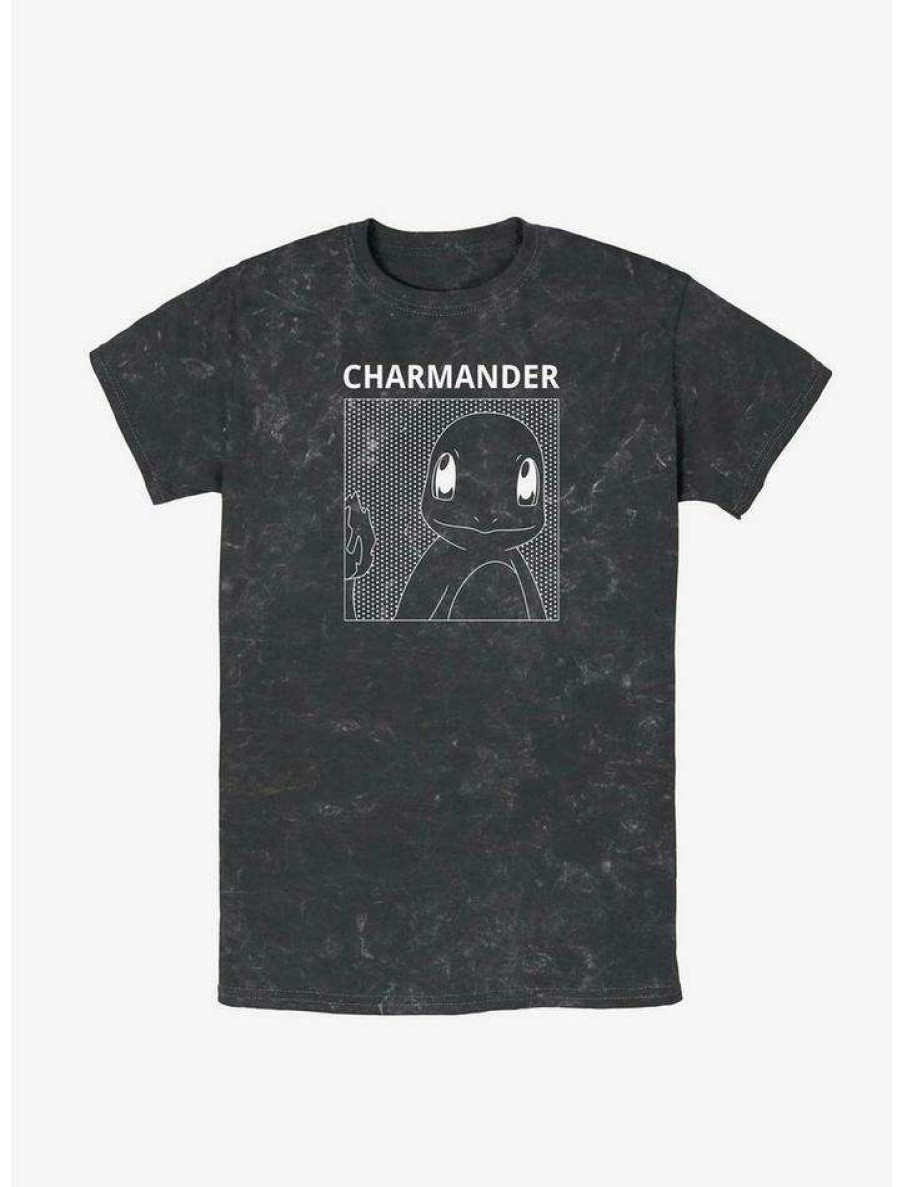 Guys * | Brand New Pokemon Charmander Mineral Wash T-Shirt Black