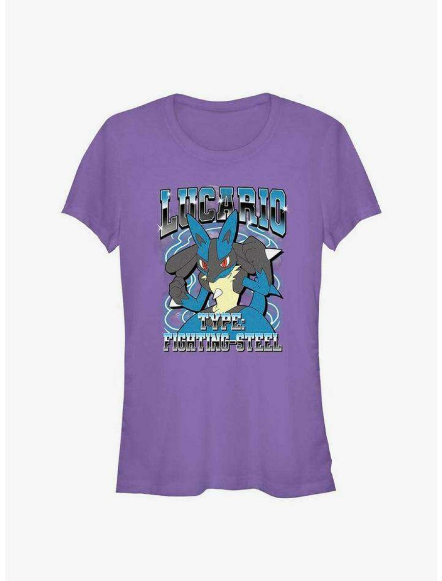 Tees * | Outlet Pokemon Lucario Fighting Steel Girls T-Shirt Purple