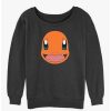 Girls * | Cheap Pokemon Charmander Face Girls Slouchy Sweatshirt Char Htr