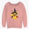 Girls * | Best Pirce Pokemon Wizard Pikachu Girls Slouchy Sweatshirt Desertpnk