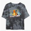 Tees * | Top 10 Pokemon Good Vibes Starters Tie-Dye Girls Crop T-Shirt Blkchar