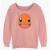 Girls * | Best Sale Pokemon Charmander Face Girls Slouchy Sweatshirt Desertpnk