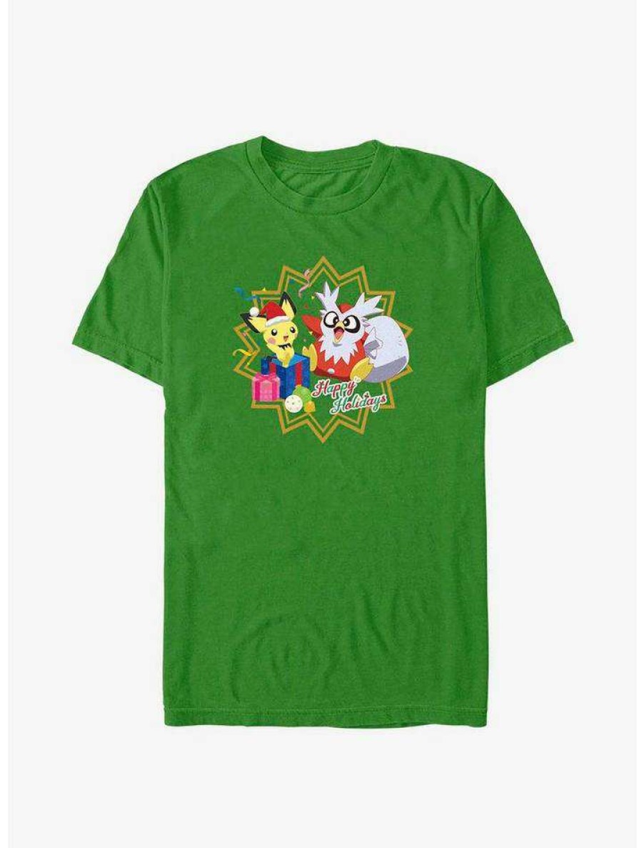 Guys * | Coupon Pokemon Pichu And Delibird Holiday Party T-Shirt Kelly