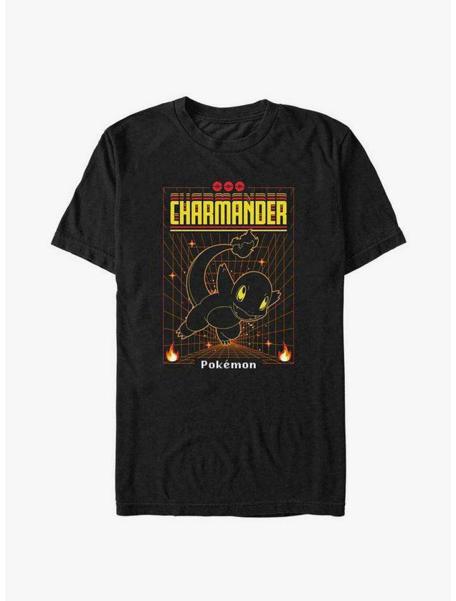 Tees * | Best Sale Pokemon Charmander Grid T-Shirt Black