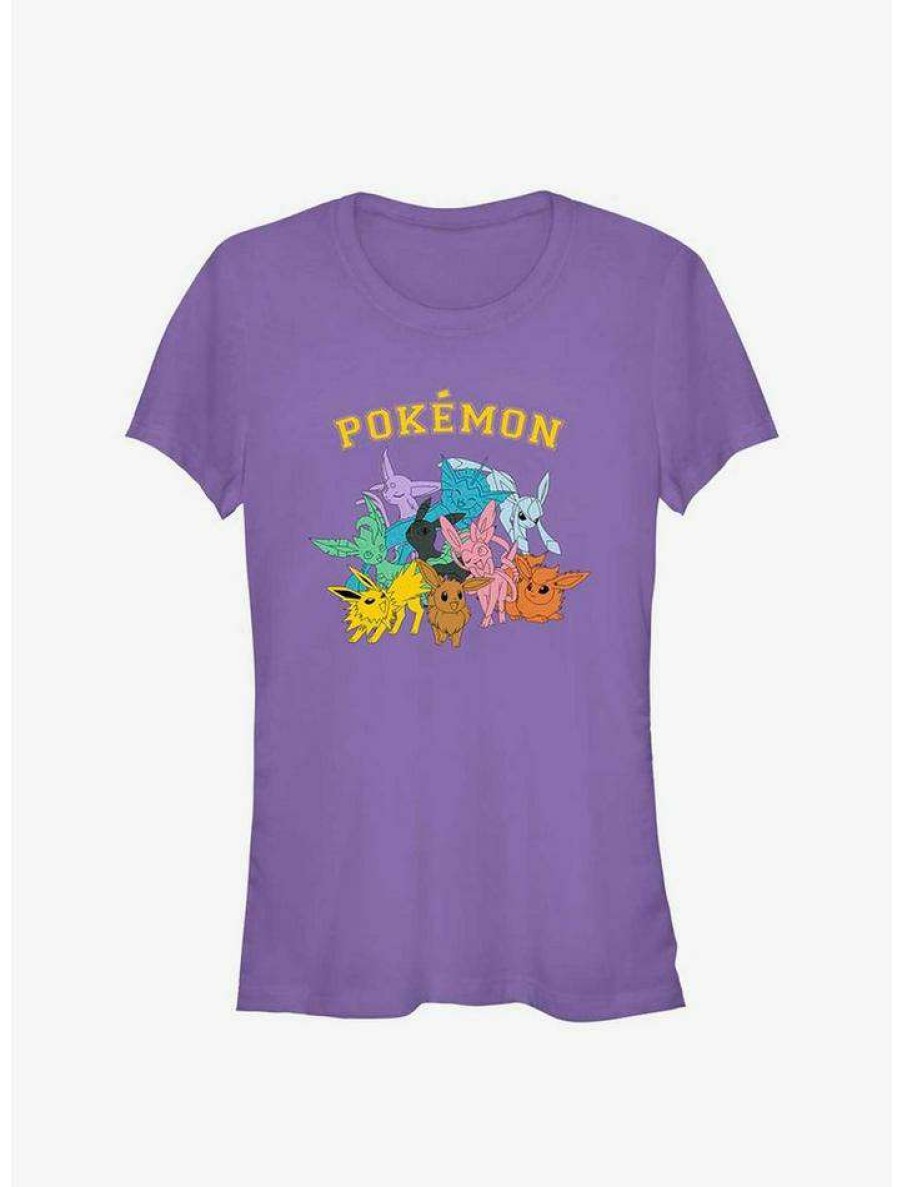 Tees * | Best Reviews Of Pokemon Gotta Catch Eeveelutions Girls T-Shirt Purple