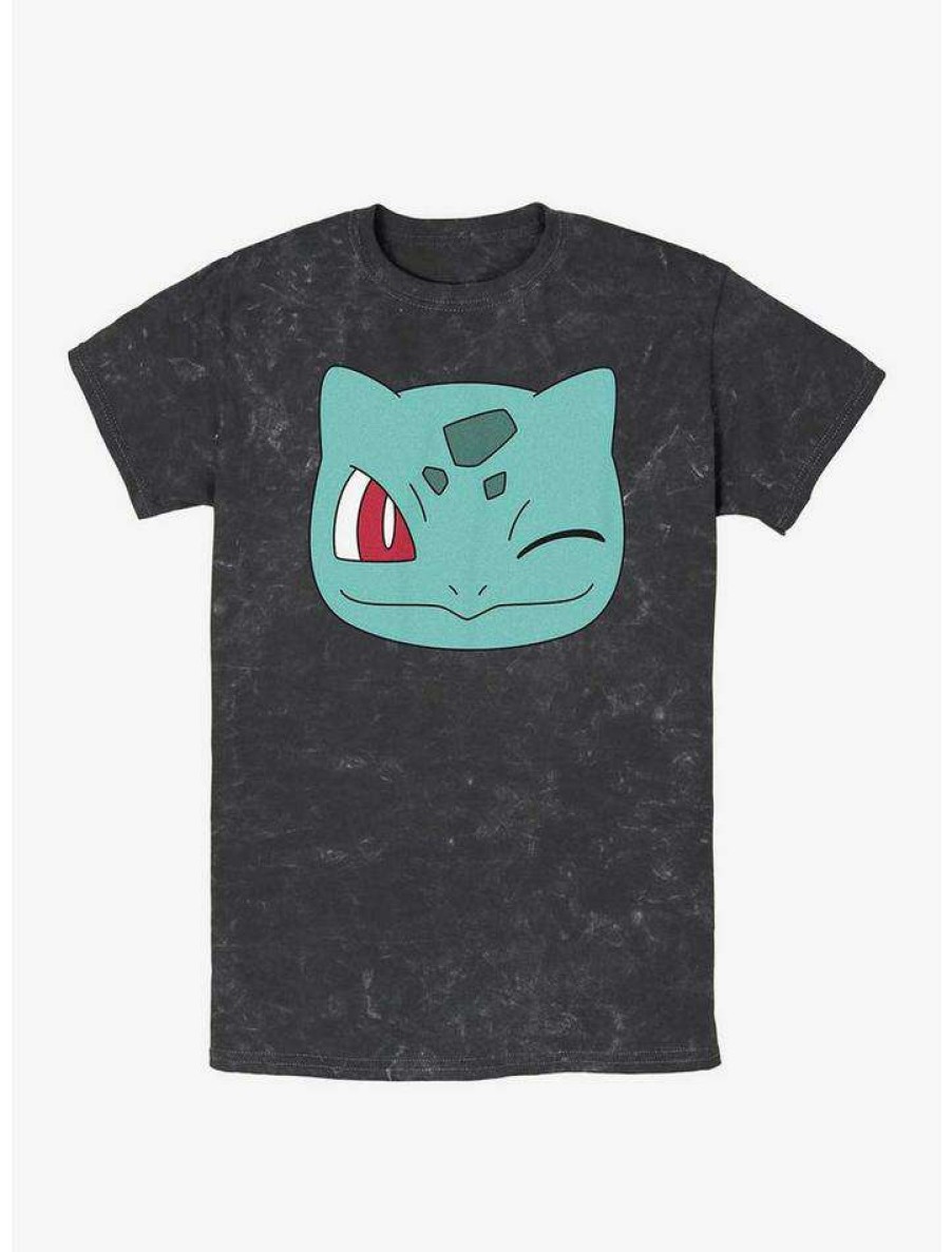 Tees * | Best Deal Pokemon Bulbasaur Face T-Shirt Black