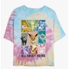 Tees * | Best Sale Pokemon All About Eevee Tie-Dye Girls Crop T-Shirt Blupnkly