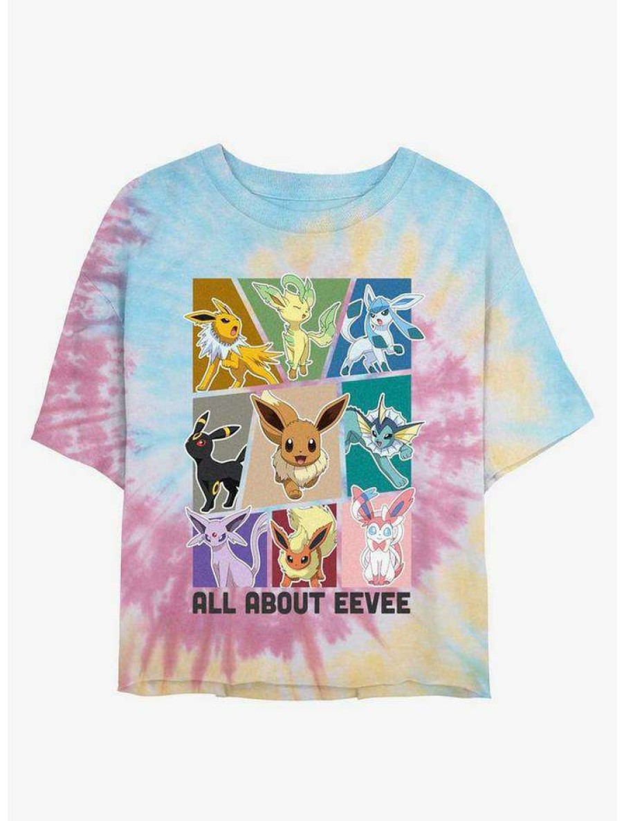 Tees * | Best Sale Pokemon All About Eevee Tie-Dye Girls Crop T-Shirt Blupnkly