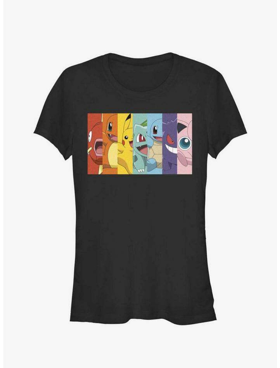 Tees * | New Pokemon Rainbow Faces Girls T-Shirt Black