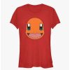 Tees * | Budget Pokemon Charizard Face Girls T-Shirt Red