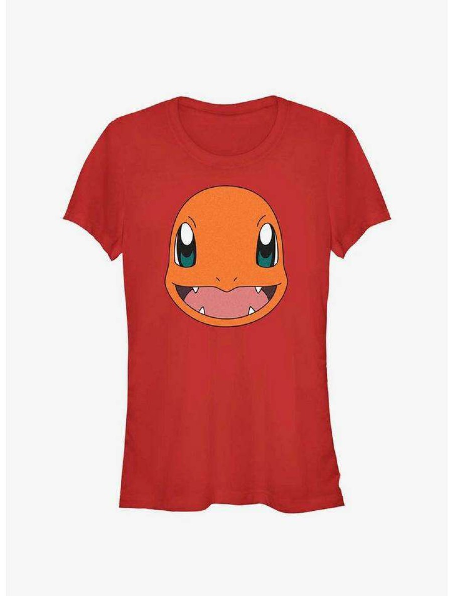 Tees * | Budget Pokemon Charizard Face Girls T-Shirt Red