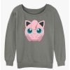 Girls * | Discount Pokemon Jigglypuff Face Girls Slouchy Sweatshirt Gray Htr